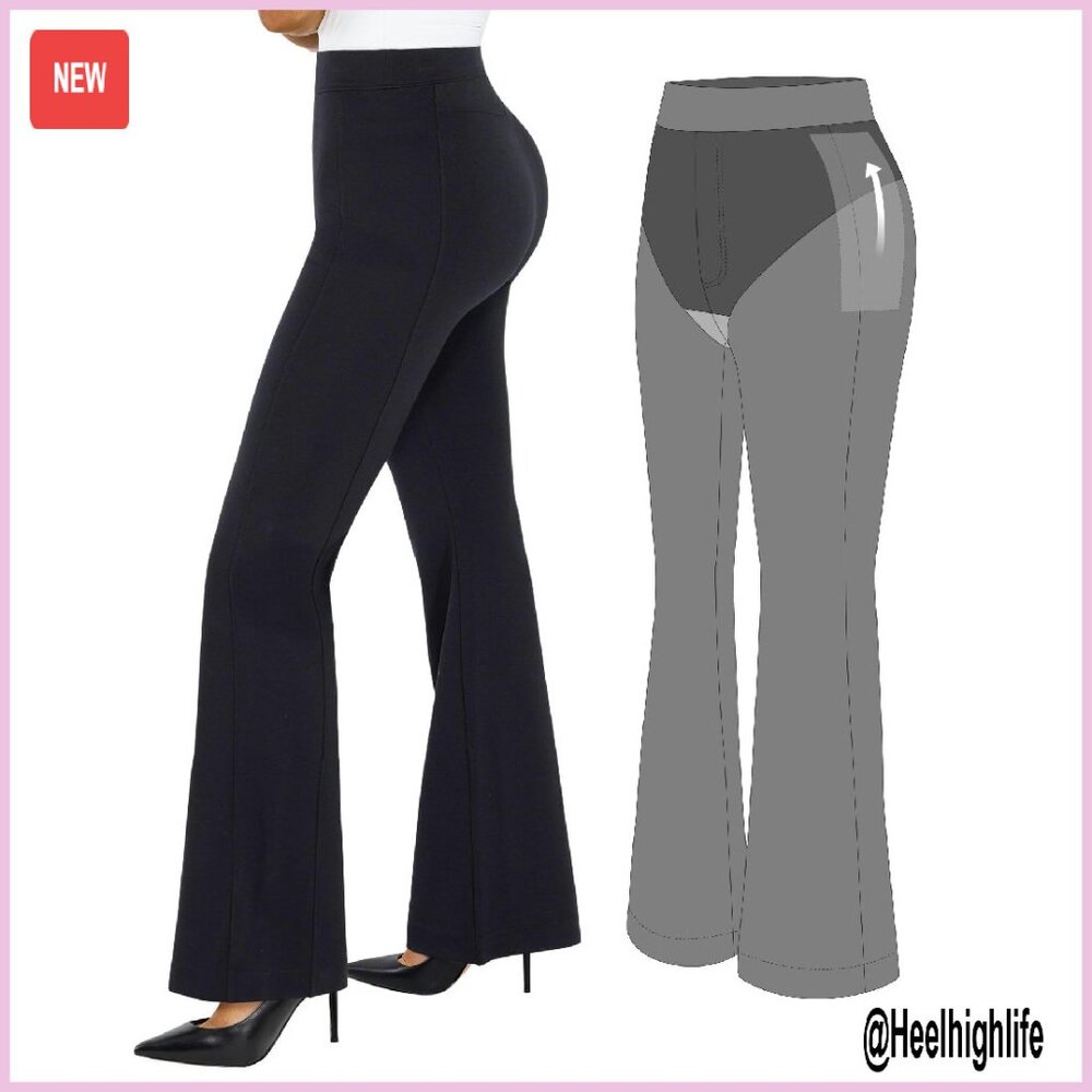 High Waisted Bootcut Stretch Pants Work Office Trousers Pull On